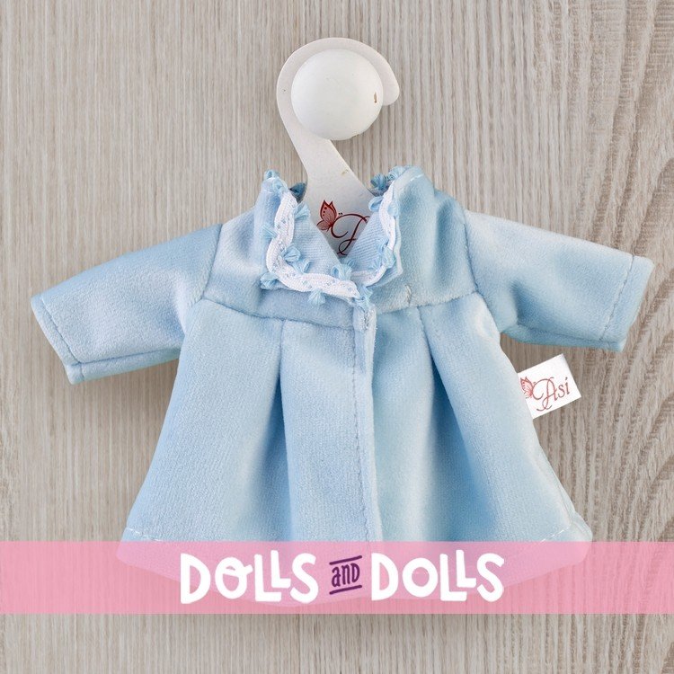 Ropa para Muñecas Así 20 cm - Abrigo de terciopelo celeste para muñeca Bomboncín