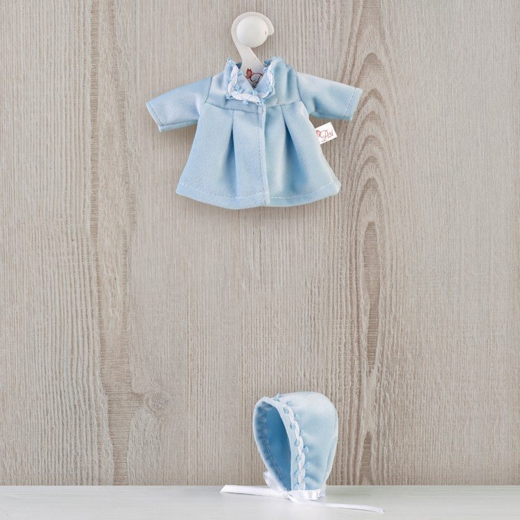 Ropa para Muñecas Así 20 cm - Abrigo de terciopelo celeste para muñeca Bomboncín