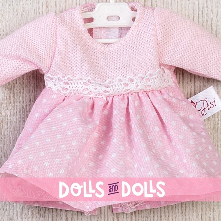 Ropa para Muñecas Así 20 cm - Vestido rosa con puntitos blancos para muñeca Bomboncín