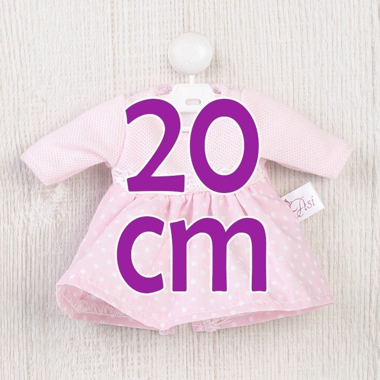 Ropa para Muñecas Así 20 cm - Vestido rosa con puntitos blancos para muñeca Bomboncín