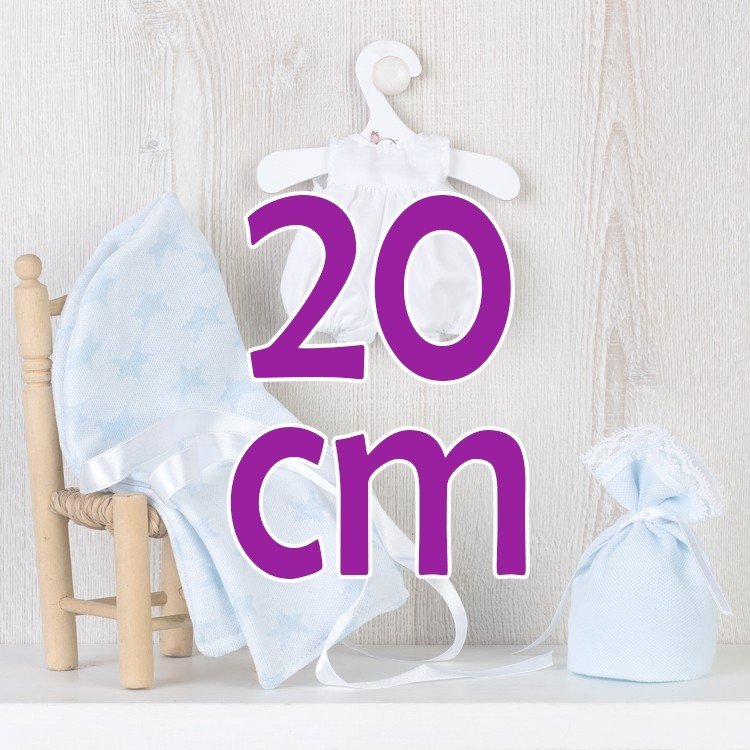 Ropa para Muñecas Así 20 cm - Pelele blanco con arrullo de estrellas celeste para muñeca Bomboncín