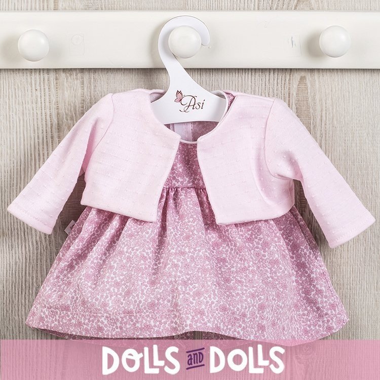 Ropa para Muñecas Así 43 cm - Vestido rosa con chaqueta de punto plumeti para muñeca María