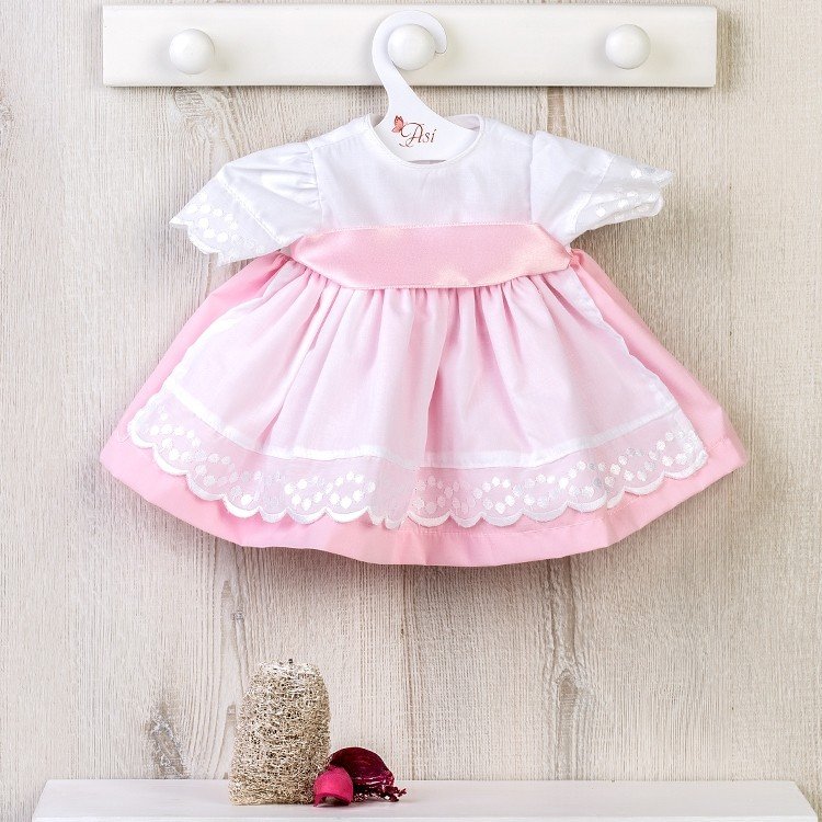 Ropa para Muñecas Así 46 cm - Vestido rosa con delantal blanco para muñeca Noor
