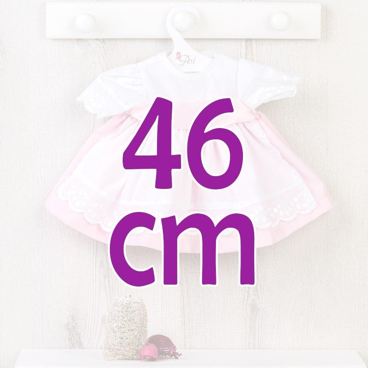 Ropa para Muñecas Así 46 cm - Vestido rosa con delantal blanco para muñeca Noor