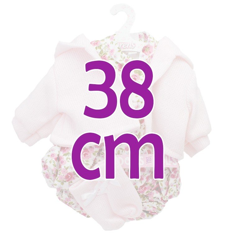 Ropa para Muñecas Llorens 38 cm - Conjunto estampado flores rosas con chaqueta rosa