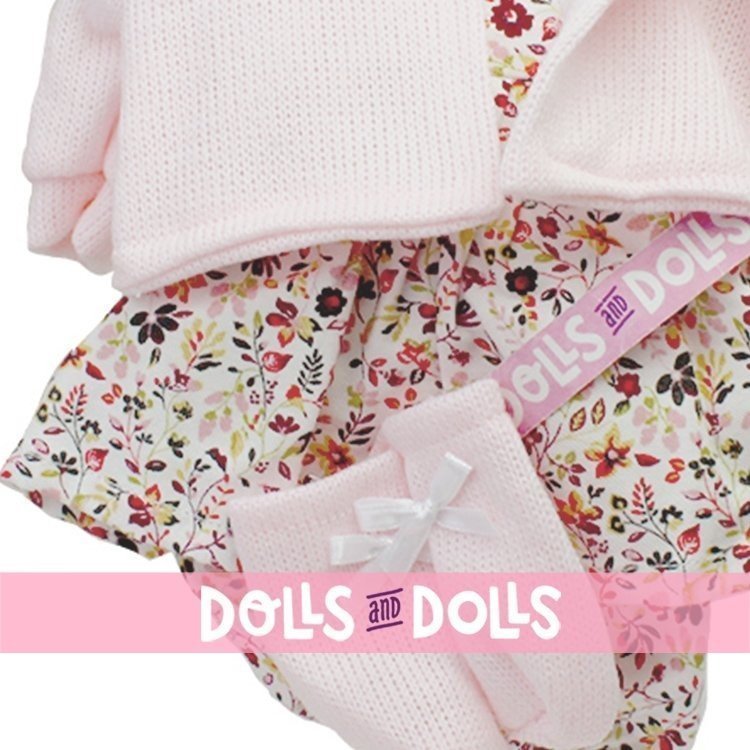 Ropa para Muñecas Llorens 38 cm - Conjunto estampado flores con chaqueta rosa