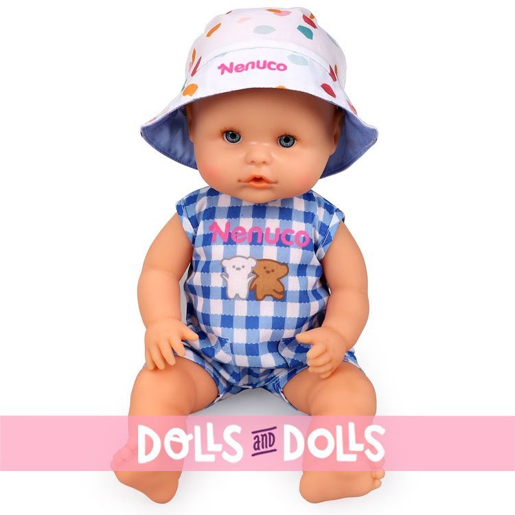 Ropa para muñeco Nenuco 35 cm - Vestido a cuadros azul
