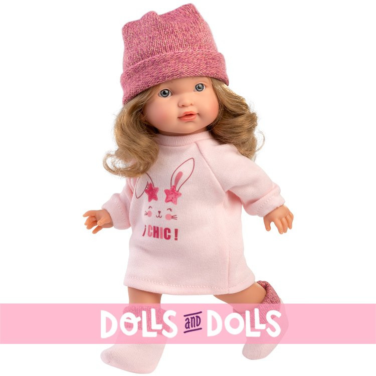 Muñeca Llorens 28 cm - Valeria europea con conjunto rosa chic