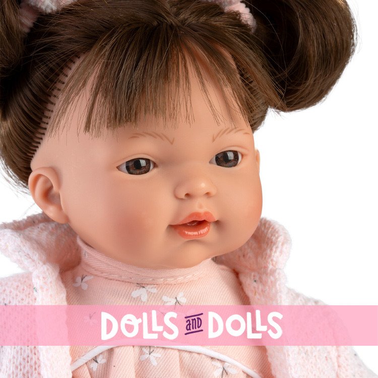 Muñeca Llorens 33 cm - Vera Llorona con vestido rosa de mariposas blancas
