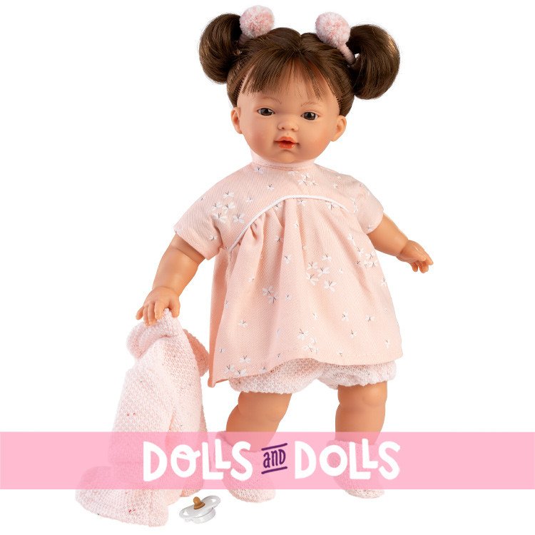 Muñeca Llorens 33 cm - Vera Llorona con vestido rosa de mariposas blancas