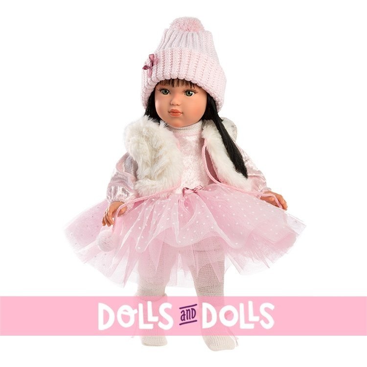 Muñeca Llorens 40 cm - Greta con vestido con tutú rosa y chaleco