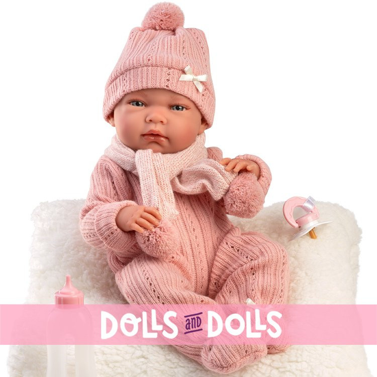 Muñeca Llorens 40 cm - Recién nacida Nica con cojín blanco