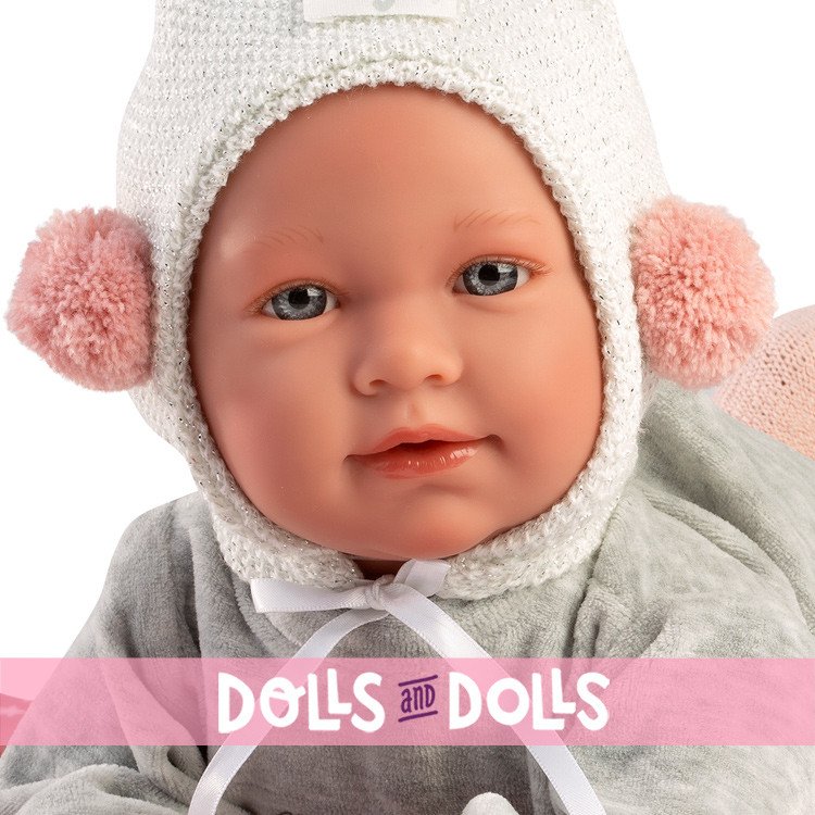 Muñeca Llorens 42 cm - Recién nacida Mimi llorona con portabebé espacial