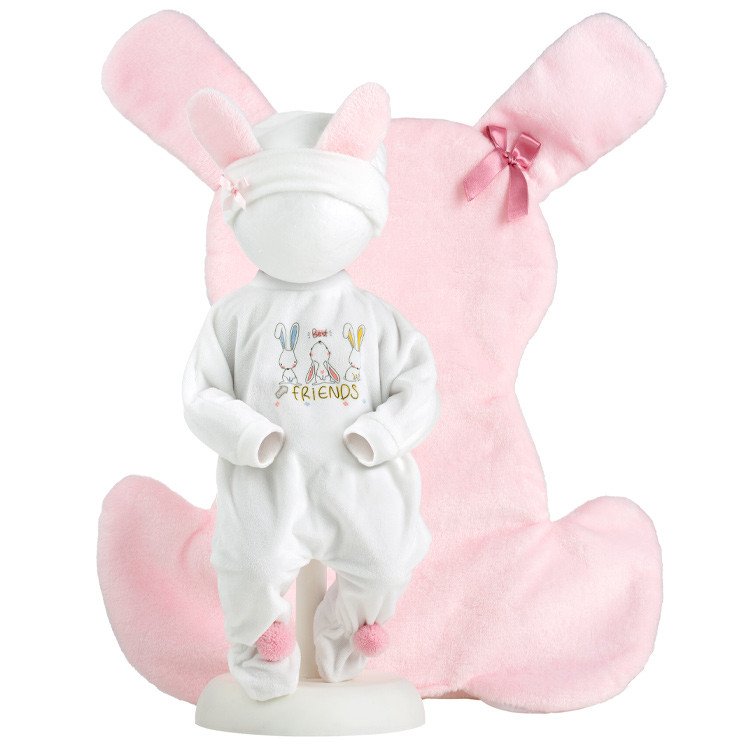 Ropa para Muñecas Llorens 35 cm - Pijama conejito blanco con cojín rosa