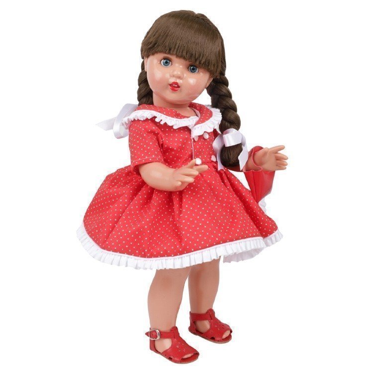 Muñeca Mariquita Pérez 50 cm - Con vestido rojo de topos blancos