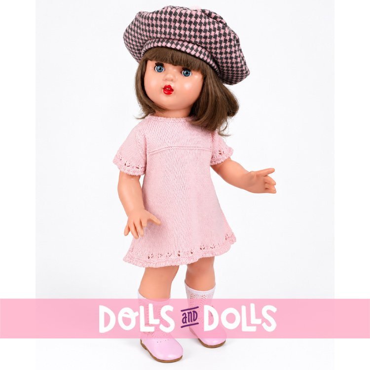 Muñeca Mariquita Pérez 50 cm - Abrigo de cuadros de invierno - Morena