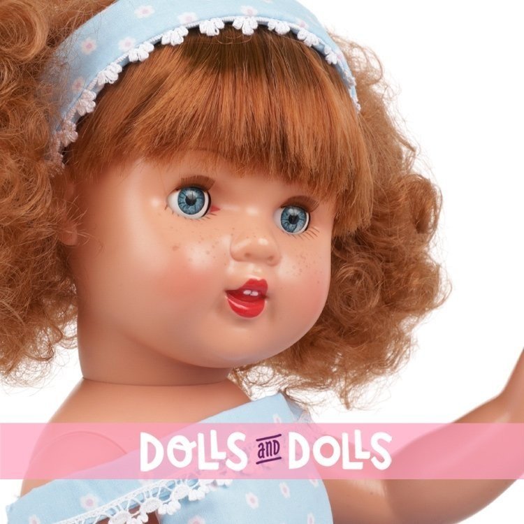 Muñeca Mariquita Pérez 50 cm - Pelirroja con vestido celeste de flores