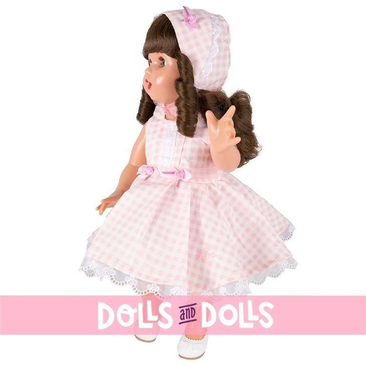 Muñeca Mariquita Pérez 50 cm - Con vestido rosa de cuadros