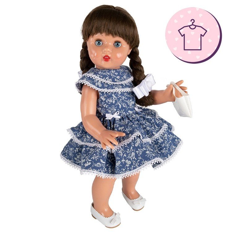 Ropa para muñeca Mariquita Pérez 50 cm - Vestido azul de flores