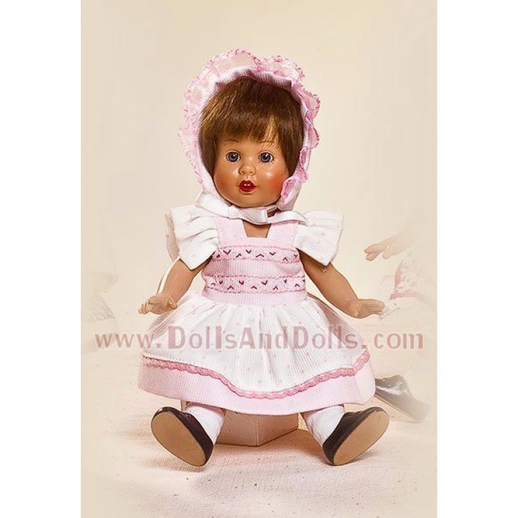 Mini M.P. Vestido blanco topos rosa