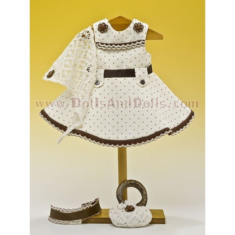 Vestido beig topos marrón