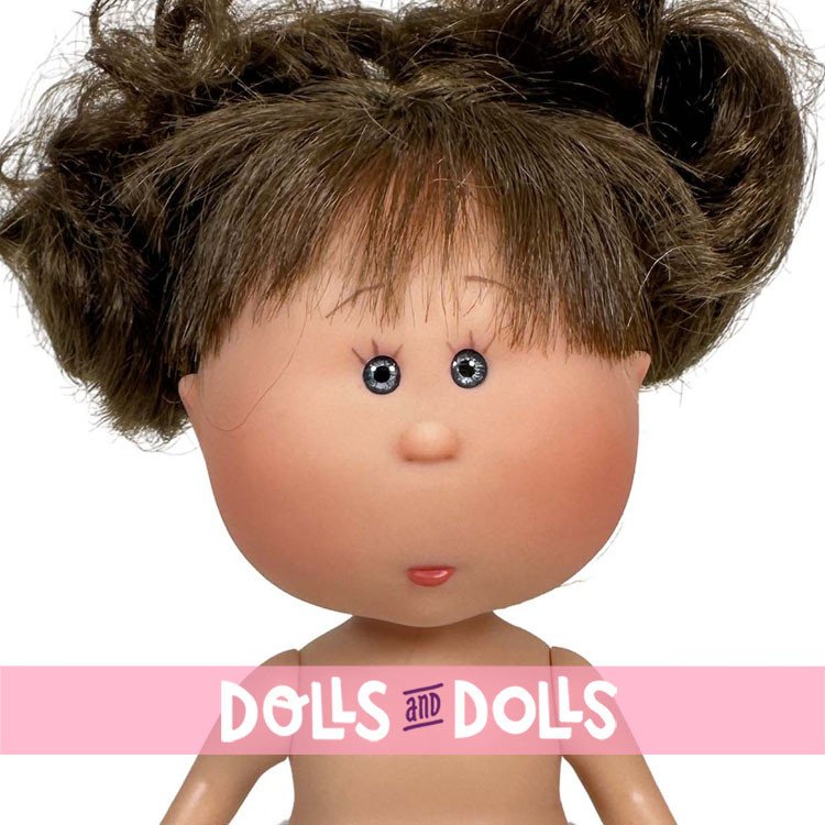 Muñeca Nines d'Onil 23 cm - Little Mia morena con moño y ojos grises - Sin ropa