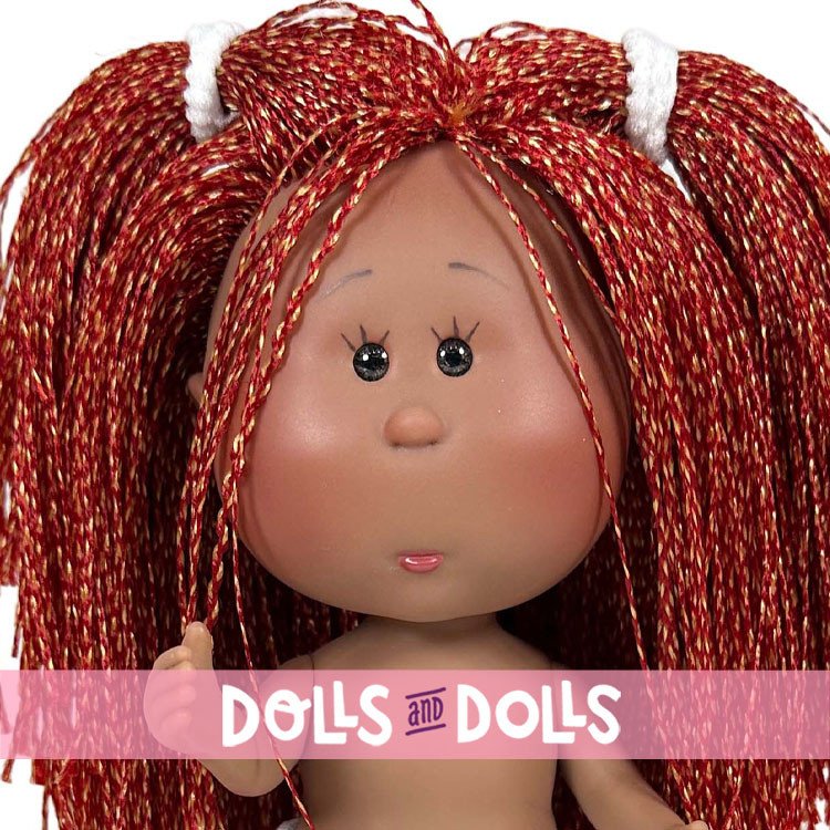 Muñeca Nines d'Onil 23 cm - Little Mia con pelo naranja afro y ojos marrones - Sin ropa