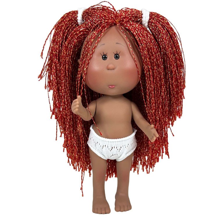 Muñeca Nines d'Onil 23 cm - Little Mia con pelo naranja afro y ojos marrones - Sin ropa