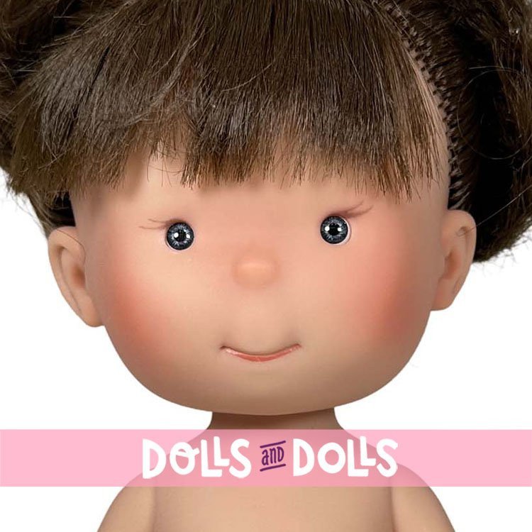 Muñeca Nines d'Onil 30 cm - Pippa con pelo marrón con moños y ojos grises - Sin ropa