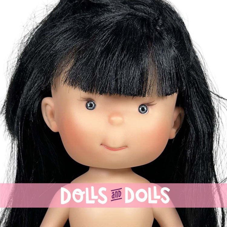 Muñeca Nines d'Onil 30 cm - Pippa con pelo negro con moño alto y ojos grises - Sin ropa