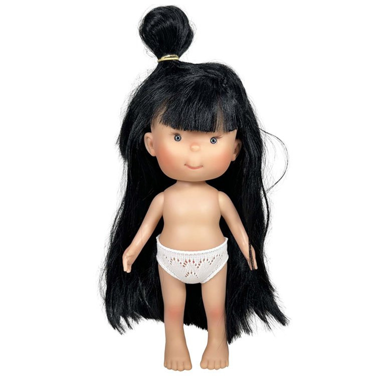 Muñeca Nines d'Onil 30 cm - Pippa con pelo negro con moño alto y ojos grises - Sin ropa