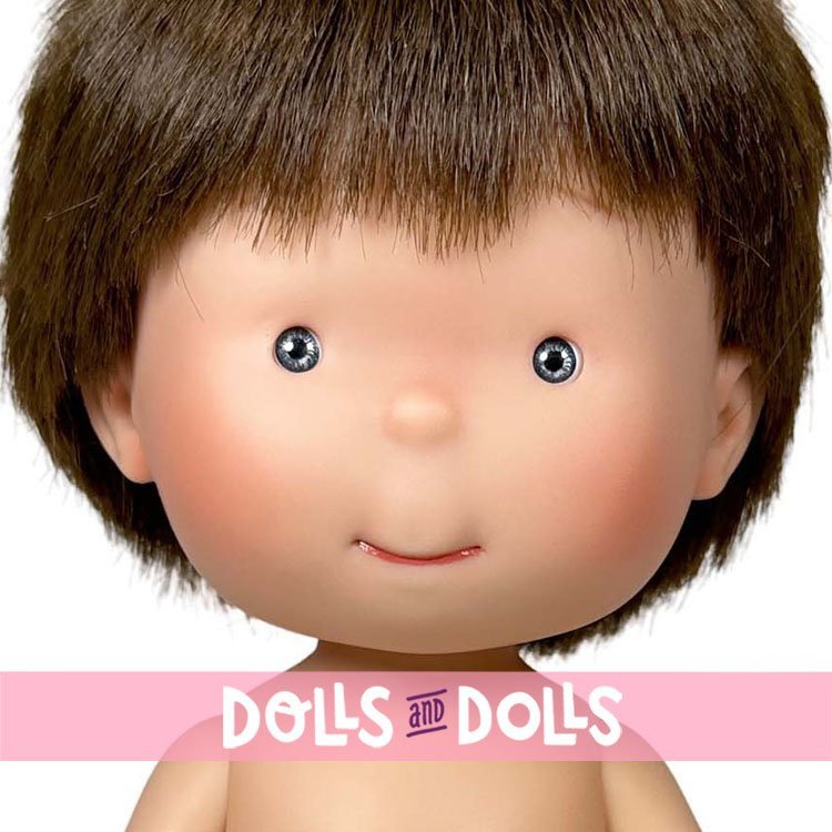 Muñeco Nines d'Onil 30 cm - Pippo con pelo marrón liso y ojos grises - Sin ropa