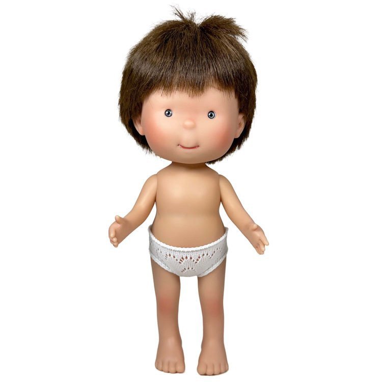 Muñeco Nines d'Onil 30 cm - Pippo con pelo marrón liso y ojos grises - Sin ropa
