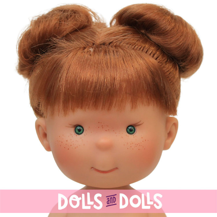 Muñeca Nines d'Onil 30 cm - Pippa pelirroja con moños y ojos verdes - Sin ropa