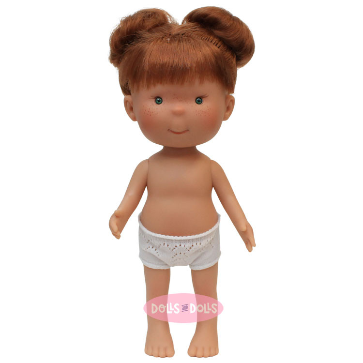 Muñeca Nines d'Onil 30 cm - Pippa pelirroja con moños y ojos verdes - Sin ropa