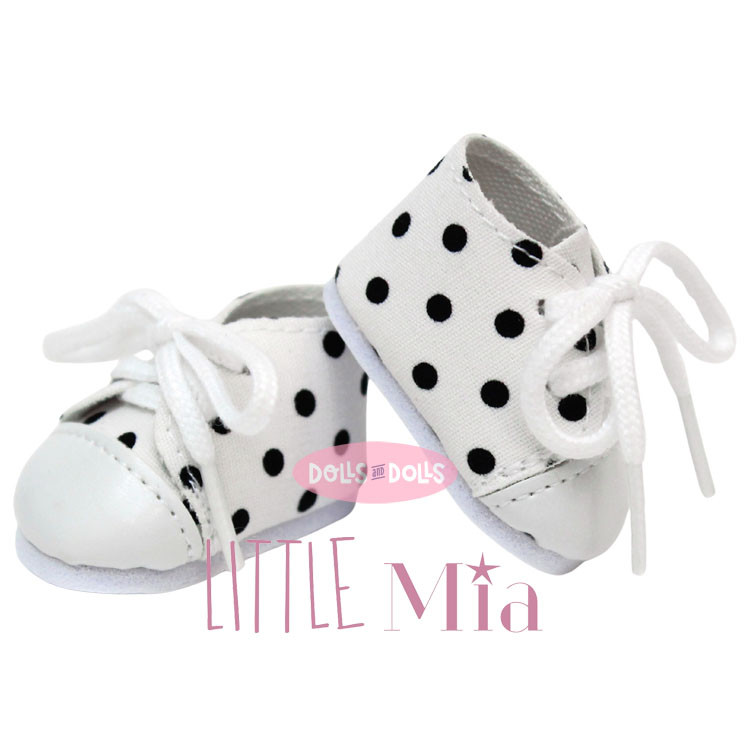 Complementos para muñecas Nines d'Onil 23 cm - Little Mia - Zapatillas blancas con puntos negros con cordones