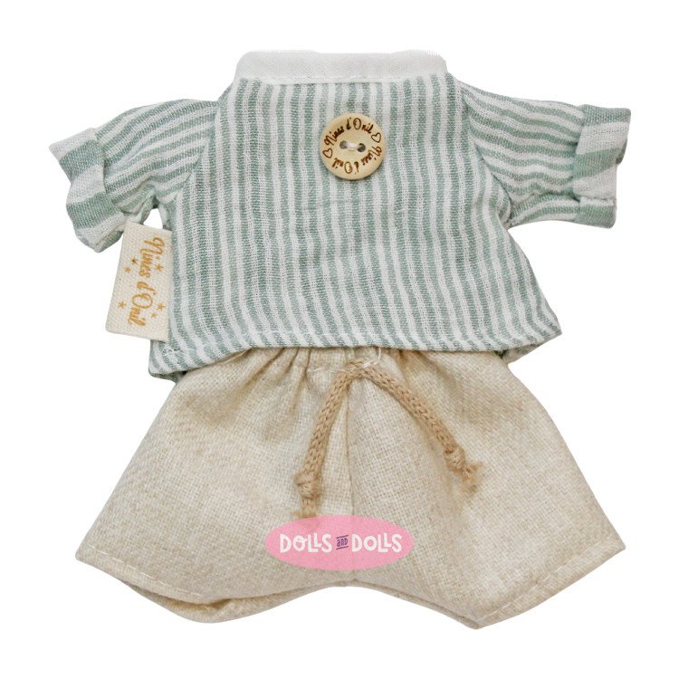 Ropa para Muñecas Nines d'Onil 23 cm - Little Mia - Conjunto camisa rayas y pantalón