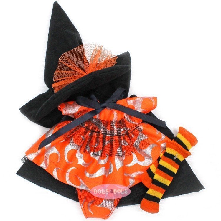 Ropa para Muñecas Nines d'Onil 23 cm - Little Mia - Disfraz de brujita naranja
