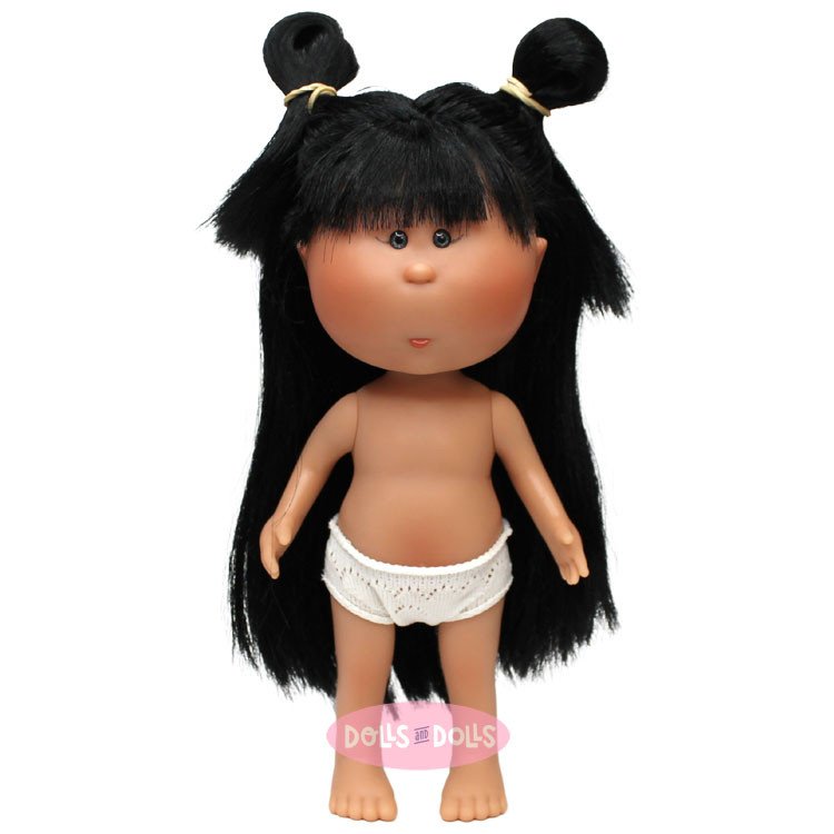 Muñeca Nines d'Onil 23 cm - Little Mia con pelo liso negro con flequillo - Sin ropa
