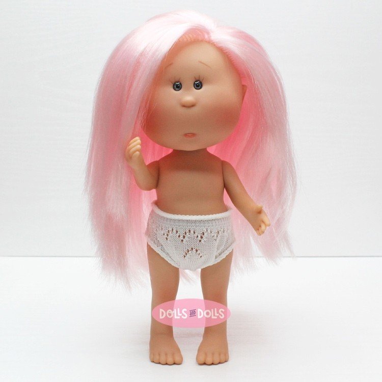 Muñeca Nines d'Onil 23 cm - Little Mia con pelo liso rosa - Sin ropa