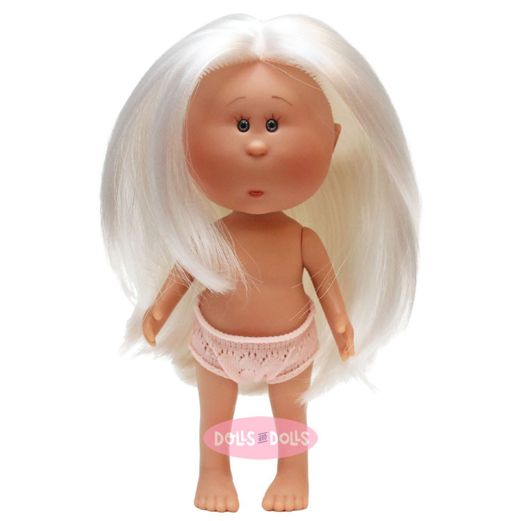 Muñeca Nines d'Onil 23 cm - Little Mia con pelo blanco liso - Sin ropa