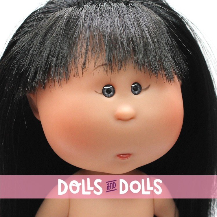 Muñeca Nines d'Onil 23 cm - Little Mia con pelo liso negro con flequillo - Sin ropa
