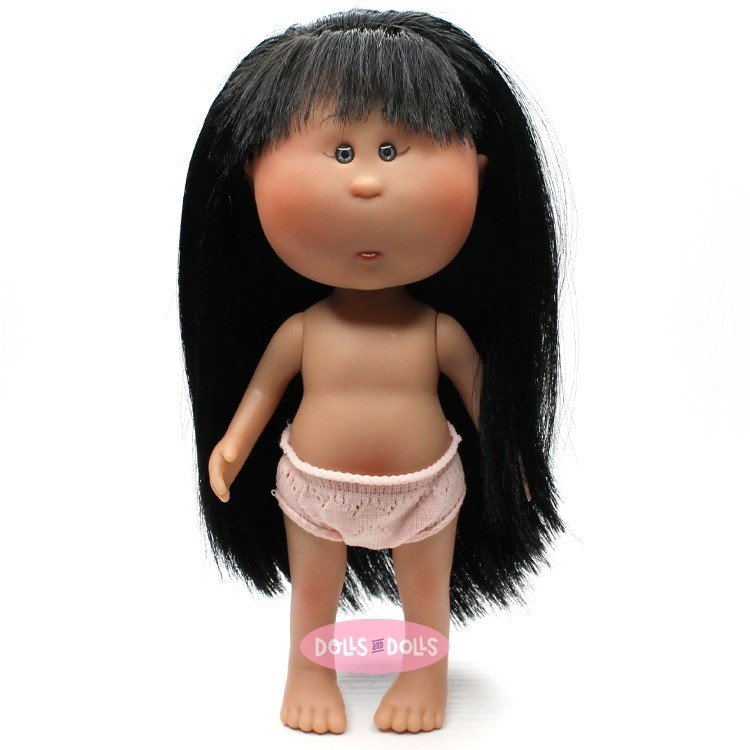 Muñeca Nines d'Onil 23 cm - Little Mia con pelo liso negro con flequillo - Sin ropa