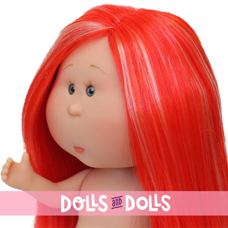 Muñeca Nines d'Onil 23 cm - Little Mia con pelo rojo liso largo con mechas - Sin ropa