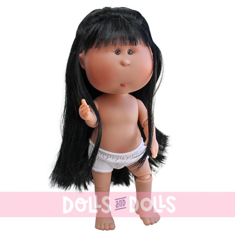 Muñeca Nines d'Onil 30 cm - Mia ARTICULADA - Mia asiática con pelo liso negro - Sin ropa