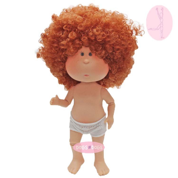 Muñeca Nines d'Onil 30 cm - Mia ARTICULADA - Mia con pelo pelirrojo rizado - Sin ropa