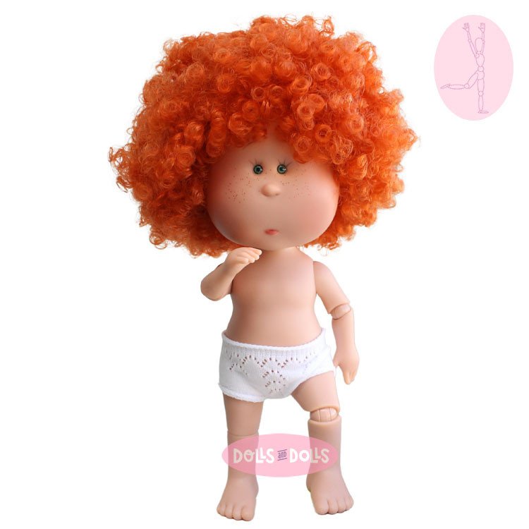 Muñeca Nines d'Onil 30 cm - Mia ARTICULADA - Mia con pelo pelirrojo rizado - Sin ropa