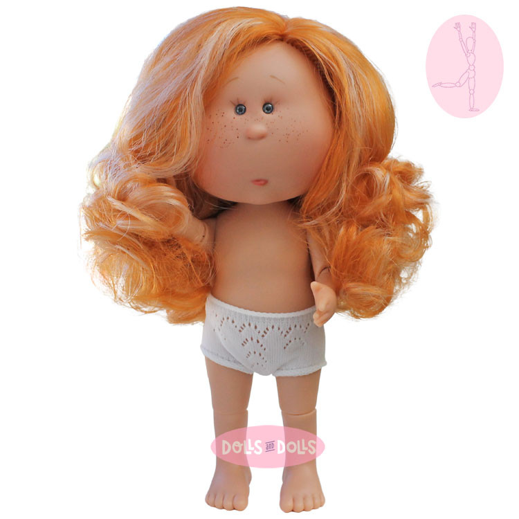 Muñeca Nines d'Onil 30 cm - Mia ARTICULADA - Mia con pelo naranja con mechas - Sin ropa