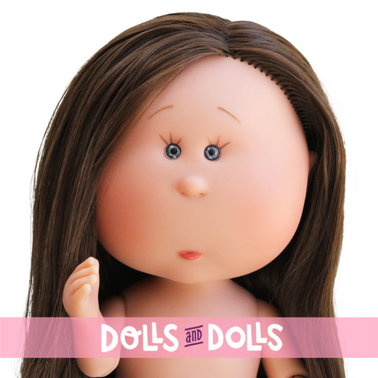 Muñeca Nines d'Onil 30 cm - Mia ARTICULADA - Mia con pelo liso castaño - Sin ropa