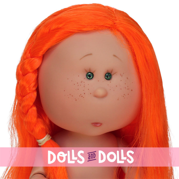 Muñeca Nines d'Onil 30 cm - Mia ARTICULADA - Mia con pelo liso naranja y trenza - Sin ropa